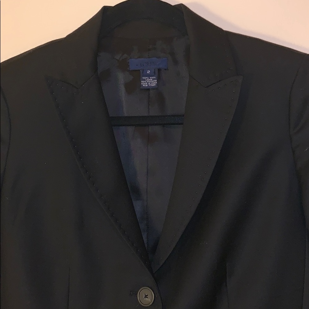 J Crew Black Blazer Sz 2, wool & polyester - Picture 2 of 8